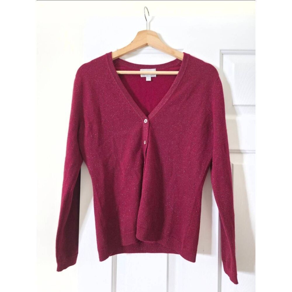 Pure cashmere Metalic Burgundy Cashmere Sweater Cardigan US 6